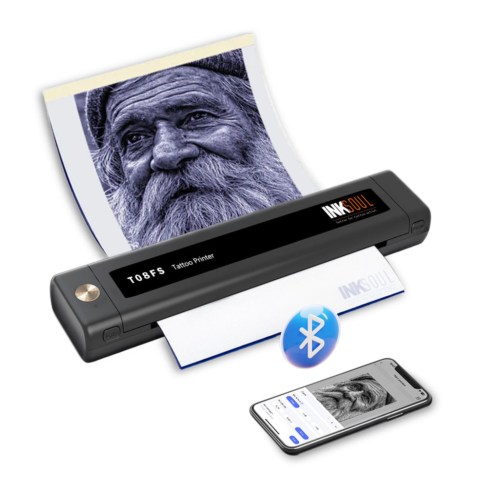 INKSOUL® T08FS Wireless Tattoo Transfer Stencil Printer – Bluetooth Thermal Printer