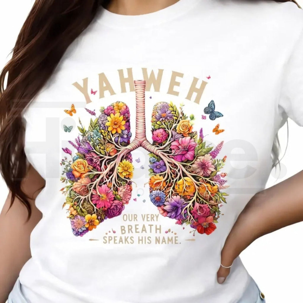 "Yahweh" Floral Lungs T-Shirt – Christian Faith Shirt
