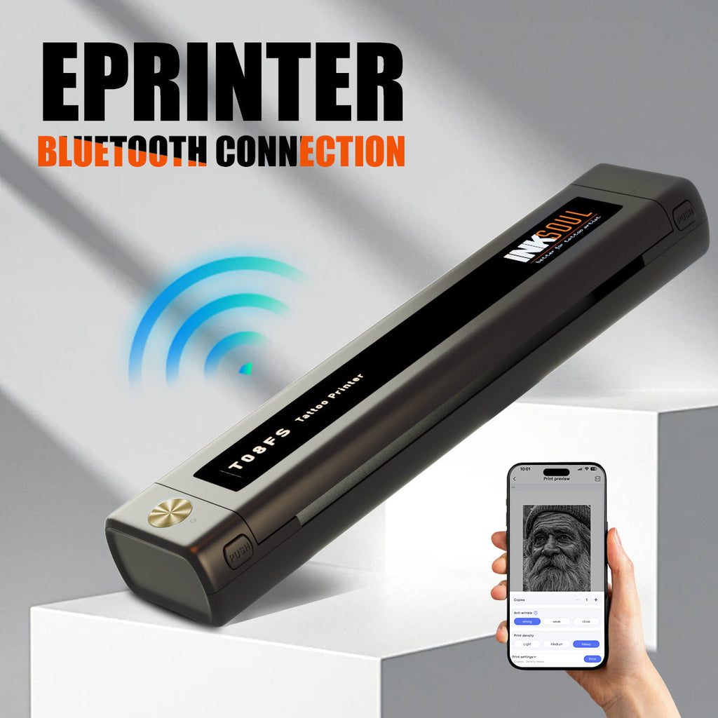 INKSOUL® T08FS Wireless Tattoo Transfer Stencil Printer – Bluetooth Thermal Printer