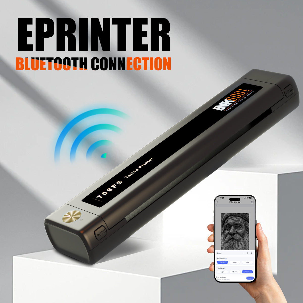 INKSOUL® T08FS Wireless Tattoo Transfer Stencil Printer – Bluetooth Thermal Printer