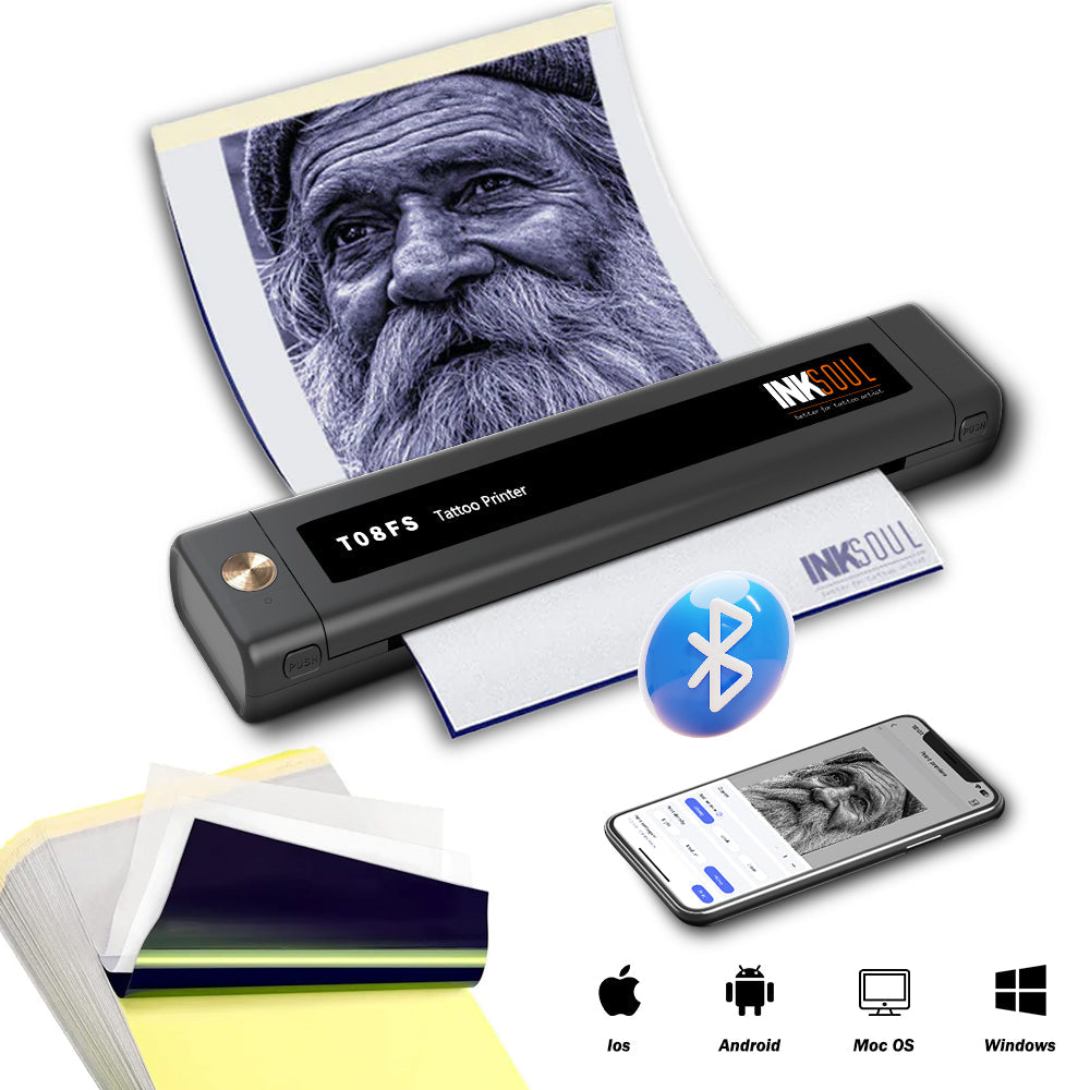INKSOUL® T08FS Wireless Tattoo Transfer Stencil Printer – Bluetooth Thermal Printer