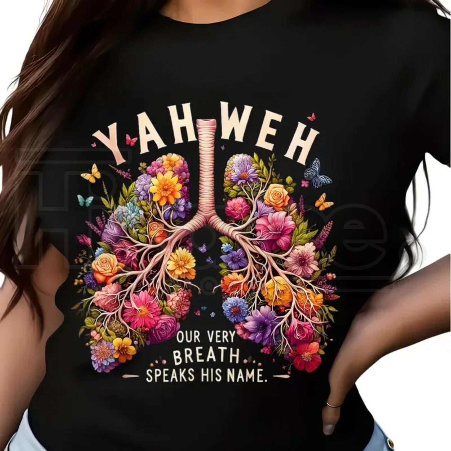 "Yahweh" Floral Lungs T-Shirt – Christian Faith Shirt